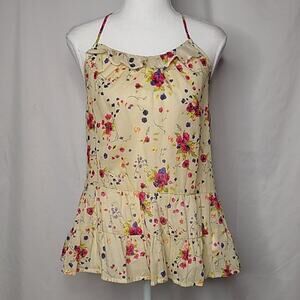 Mossimo Floral Semi-Sheer Ruffled Racerback Tank S